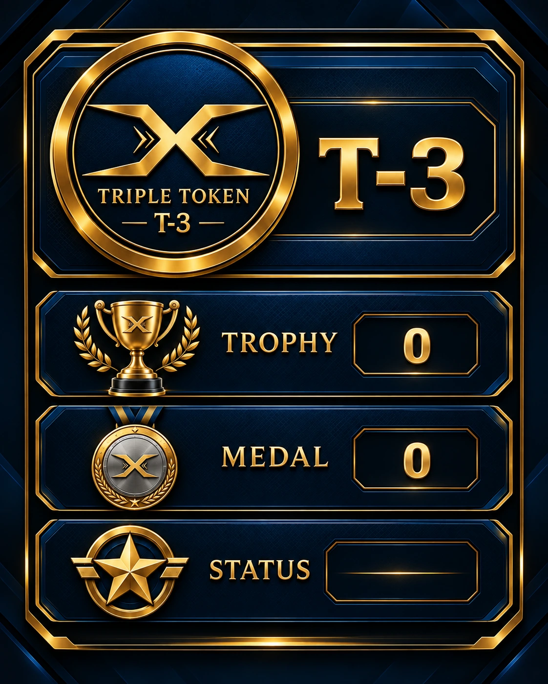 Triple Token T-3 trophy medal and status profile rewards